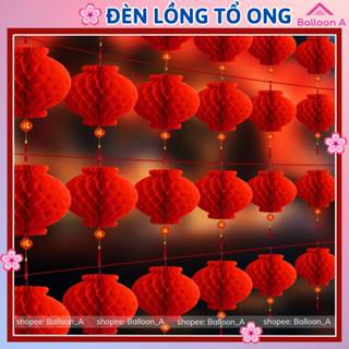 Đèn lồng đỏ tổ ong mini nilong treo trang trí lễ Tết, Tết nguyên đán, rằm Trung thu
