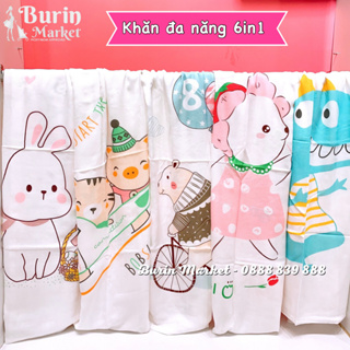 Khăn Lụa Đa Năng 100  Cotton Sợi Tre 1m1x1m2, khăn cao cấp chính hãng - Burin Market