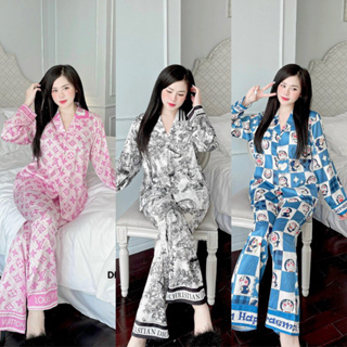 Đồ bộ nữ tay dài quần dài, bộ pịama thiết kế chất liệu LỤA XƯỚC mềm mịn , cho nữ dưới 60kg