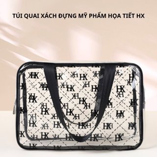 Túi quai xách đựng mỹ phẩm, đồ dùng cá nhân du lịch in họa tiết HX chống thấm nước tiện lợi