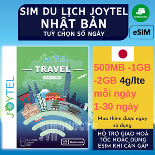 Sim Du Lịch NHẬT BẢN JOYTEL Tốc Độ Cao 4G Hỗ trợ Giao Nhanh và Esim nhiều lựa chọn giá tốt