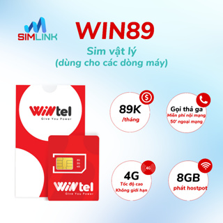 Sim WINTEL WIN89 - Sim 4G Data không giới hạn TỐC ĐỘ CAO + Ưu đãi phút gọi - Đã nạp tháng đầu