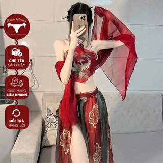Set đồ váy ngủ Hán phục vải voan xuyên thấu DK113 cosplay mỹ nữ cổ trang Trung hoa quyến rũ.