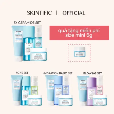 Skintific 4 pcs Set serum paket - 4D Nước hoa hồng dưỡng ẩm 100ml / Kem dưỡng ẩm 30g / Toner làm dịu 5X Ceramide 80m...