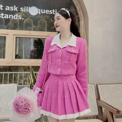 Sét Váy Dạ Cao Cấp SD65 Kèm Áo Khoác Và Chân Váy Kiểu Dáng Xinh Sắn Tiểu Thư Bánh Bèo - Set Váy Thời Trang Đang Hot Hiện Nay Kiểu Dáng Trẻ Trung Năng Động