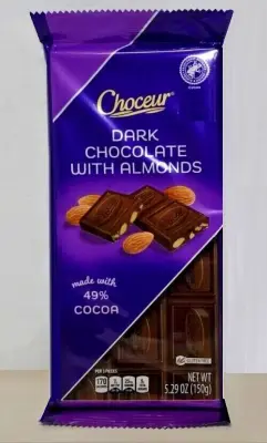 Thanh Socola đen với hạnh nhân Choceur DARK CHOCOLATE WITH ALMONDS 150g của Austria