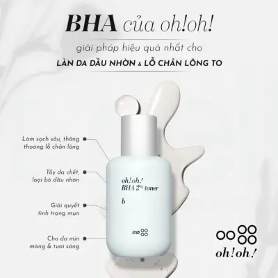 Toner ohoh 2% BHA Tẩy Tế Bào Chết, Làm Sạch 75ml