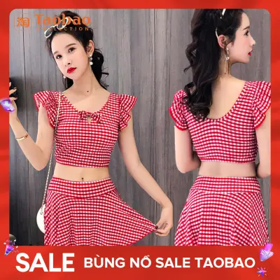 Áo Tắm Mùa Hè Đồ Bơi Suối Nước Nóng Học Sinh Thiếu Nữ Đáng Yêu Hàn Quốc Dáng Gầy Che Bụng Kiểu Váy Kín Đáo Boxer Bộ Hai Chiếc