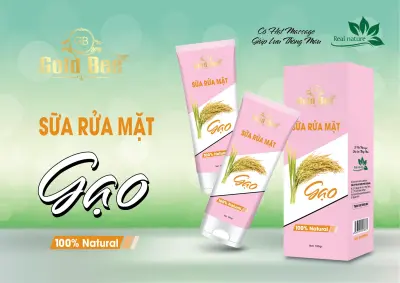 SỮA RỬA MẶT TRẮNG DA NGỪA MỤN CAO CẤP CHIẾT XUẤT TỪ GẠO - sữa rửa mặt chống oxi hóa có hạt mát xa Gold Bee tuýt 100gr- hàng chính hãng - thích hợp với mọi loại da