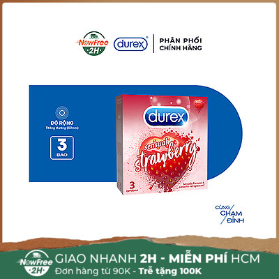 Bao Cao Su Durex Hương Dâu Size 52mm (Hộp 3 Cái)