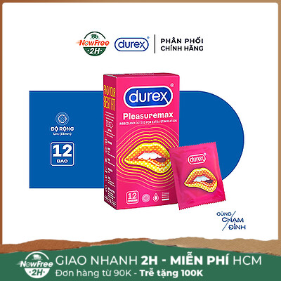 Bao Cao Su Durex Pleasuremax Gân Gai Size 56mm (Hộp 12)