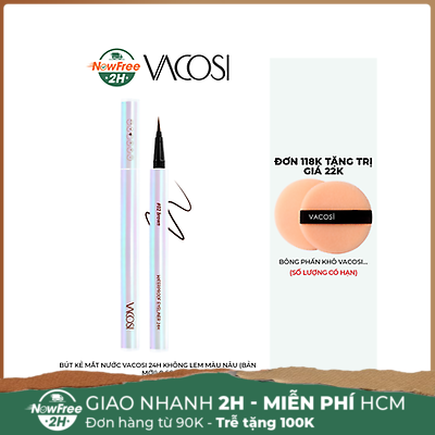 Bút Kẻ Mắt Nước Vacosi 24H Không Lem Màu Nâu (Bản Mới) 0.6g