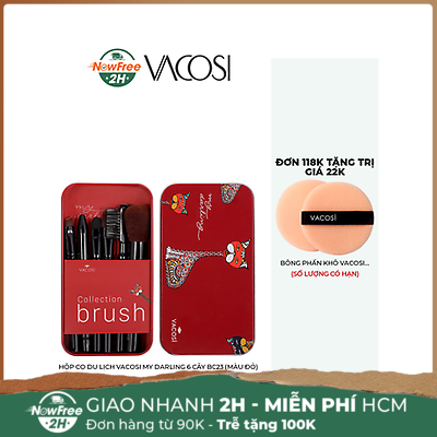 Hộp Cọ Du Lịch Vacosi My Darling 6 Cây BC23 (Màu Đỏ)