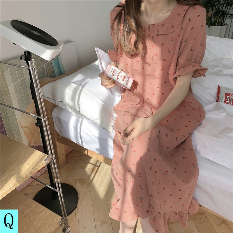 Đầm Ngủ Dáng Dài Kiểu Công Chúa Phong Cách Hàn Quốc Thời Trang Mùa Hè Xinh Xắn Cho Nữ