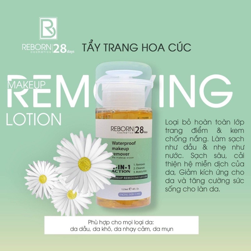 Tẩy trang hoa cúc - makeup remover REBORN 120ml