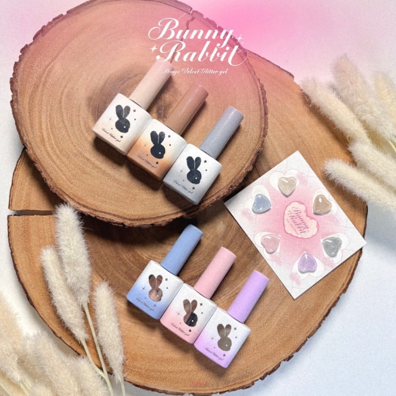 Set sơn gel nhung nhũ cao cấp Hàn quốc Velvet Glitter gel 6 color - Mayo  bộ sưu tập Bunny Rabbit 6 màu