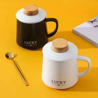 331 Đơn Giản Dễ Thương Cốc Gốm Quà Tặng Có Nắp Thìa Văn Phòng Hộ Gia Đình Cốc Nước Cà Phê Cốc Cặp Đôi Yaxitai Trung Quốc Đại Lục Loại Chất Liệu Phong Cách Gốm Sứ Phong Cách Bắc Âu