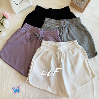 Quần short thể thao lưng cao Chân rộng, dáng rộng. Mỏng, giản dị cho nữ