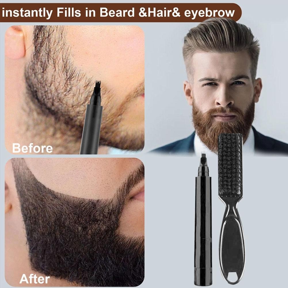 Beard Pen Beard Filler Kit Chống Thấm Nước Râu Filler Bút Chì Dành Cho Nam Có Bàn Chải Salon Tóc Mặt F8E8