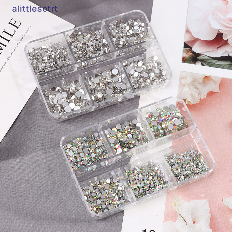 Aa 6 Kích Cỡ Đóng Hộp Pha Lê Phẳng Kim Cương Giả Bộ Lai Móng Tay Nghệ Thuật Trang Trí AB Colorf VN