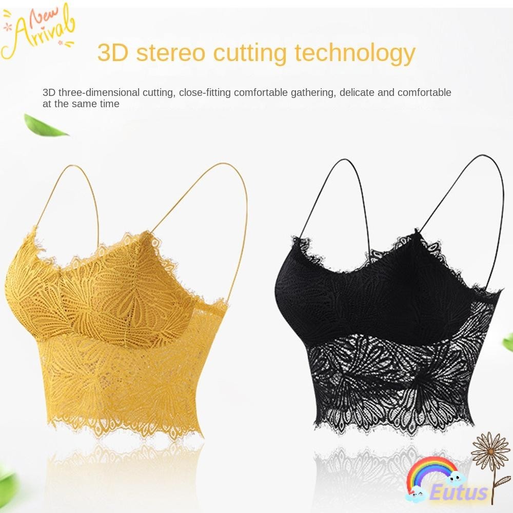 Áo Vest ngực nữ EUCA, Quần lót lưng đẹp ren hoa màu trơn, Polyester thời trang thoáng khí Phong cách Y2K quấn ngực mùa hè
