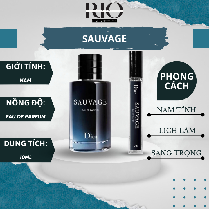 Nước hoa DIOR SAUVAGE chiết 10ml mini chính hãng nam tính, lịch lãm, sang trọng - rio.cop