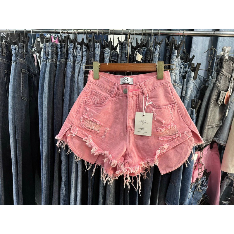 quần short jean lòi túi lưng cao màu Hồng túi kiểu đẹp ạ, Short jean lòi túi đủ màu, short lòi túi nhiều màu