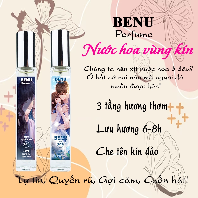 Nước Hoa Vùng Kín Benu Cao Cấp Nước Hoa Nữ Cô Bé Thơm Lâu Quyến Rũ Gợi Cảm Dạng Xịt Chai 10ml