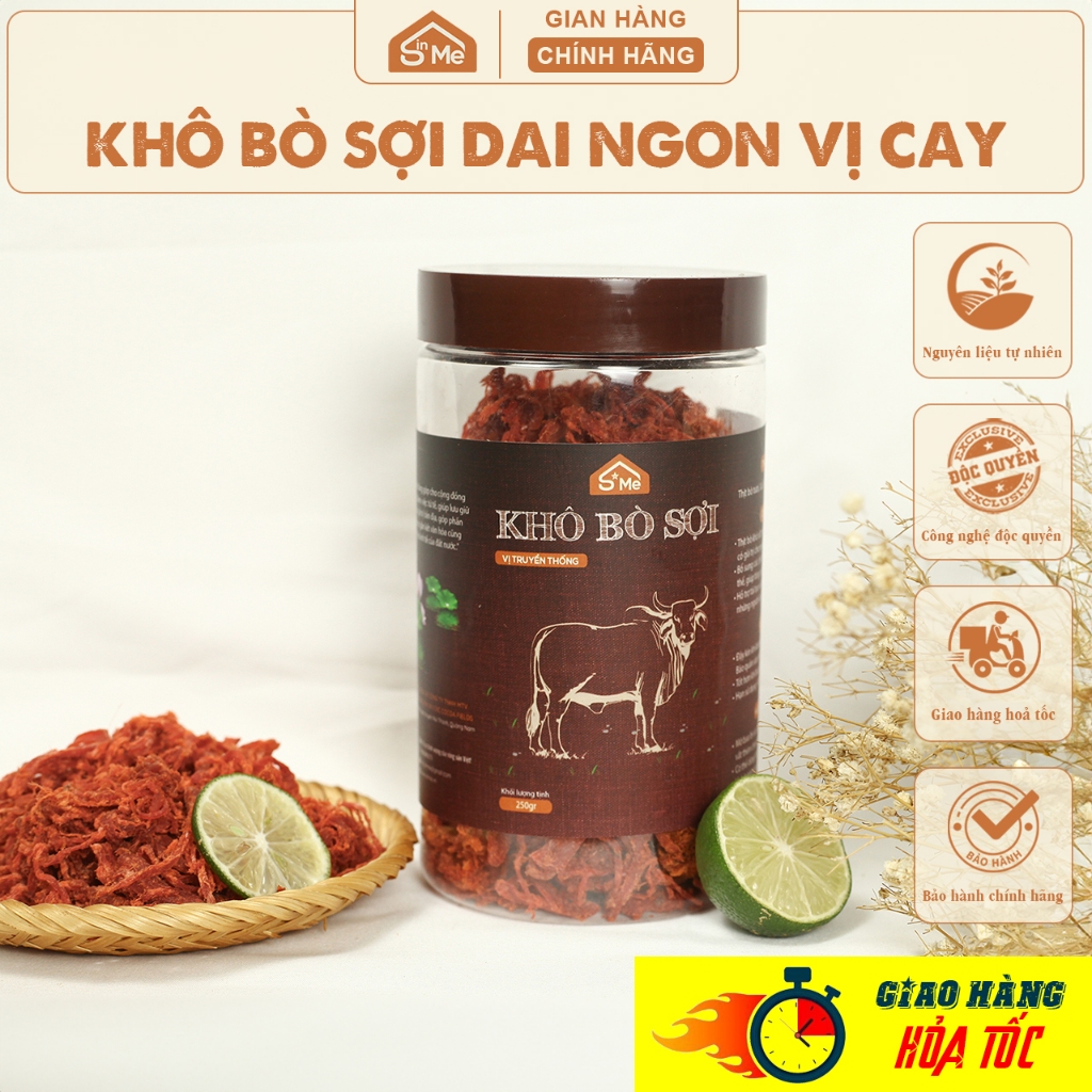 Khô bò sợi đỏ vị cay vừa SinMe Food dai ngon, chuẩn vị