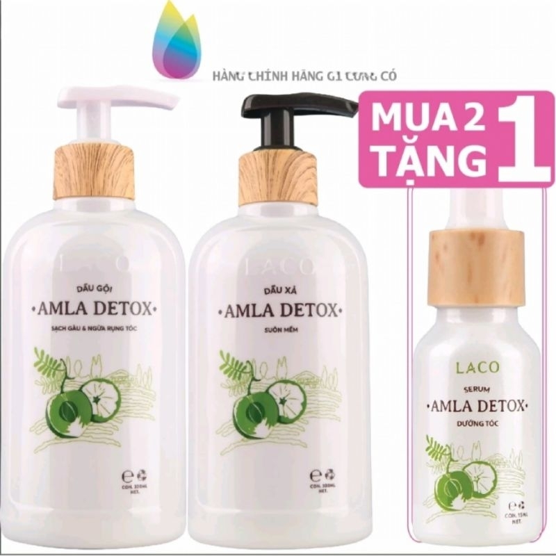 cặp dầu + gội xả AMLA DETOX LACO