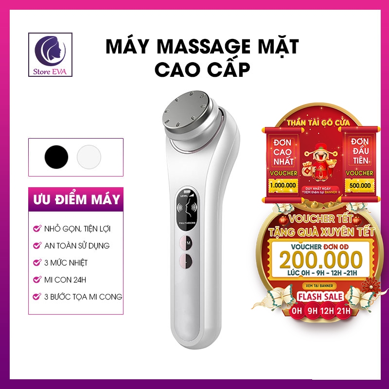 Máy Massage Mặt Máy Đẩy Tinh Chất ION Nóng Lạnh, Chăm Sóc Trẻ Hóa Làm Da Phiên Bản Cao Cấp Bảo Hành