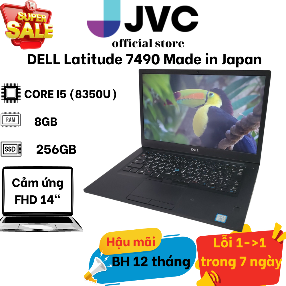 Laptop xách tay giá rẻ Dell Latitude E7490 i5  8350U RAM 8GB SSD 256GB 14.0 FHD CARD ON Pin 90%