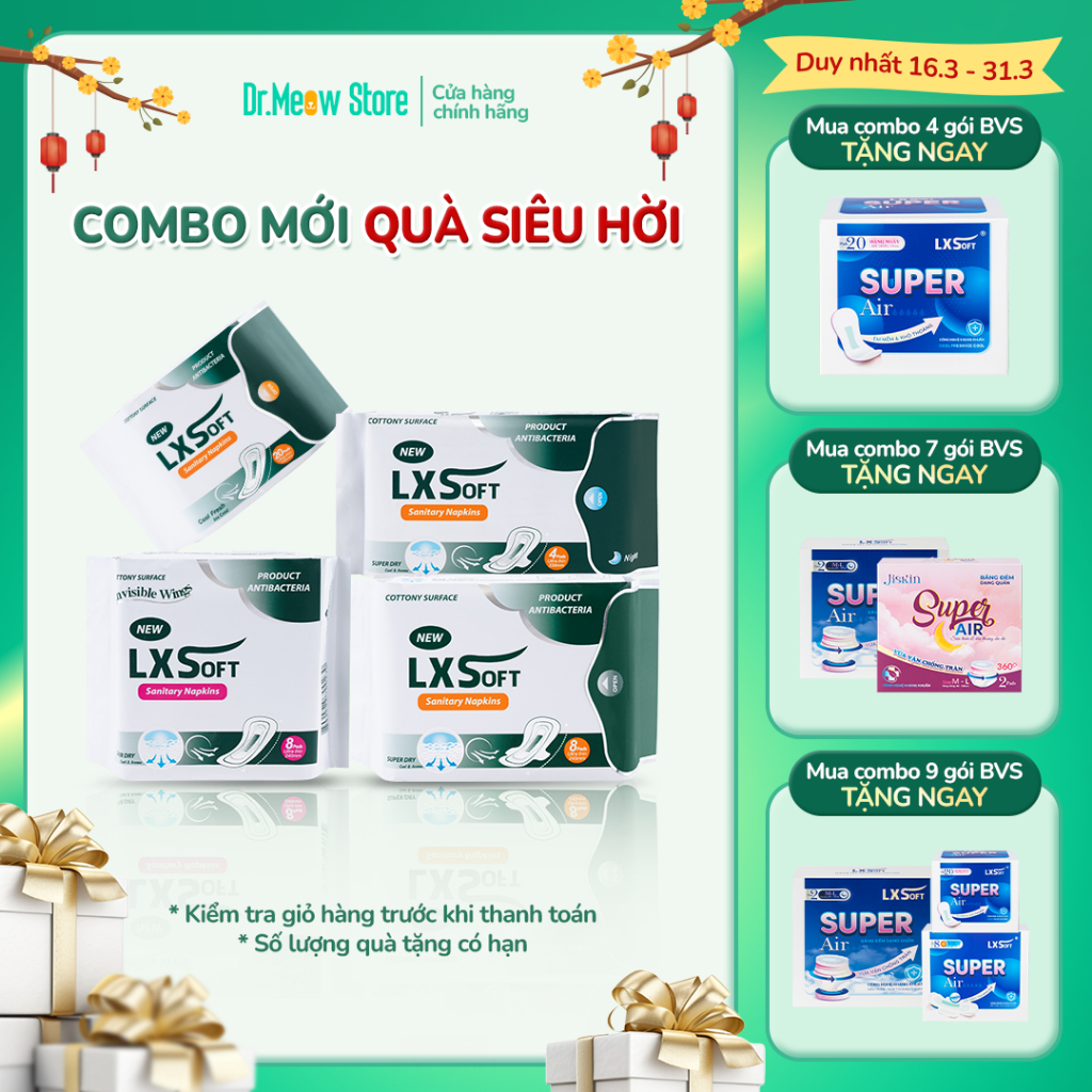 Băng Vệ Sinh LXSoft nhập khẩu Hàn Quốc - Ban Ngày / Hàng Ngày / Ban Đêm / Bạc hà - Siêu thấm