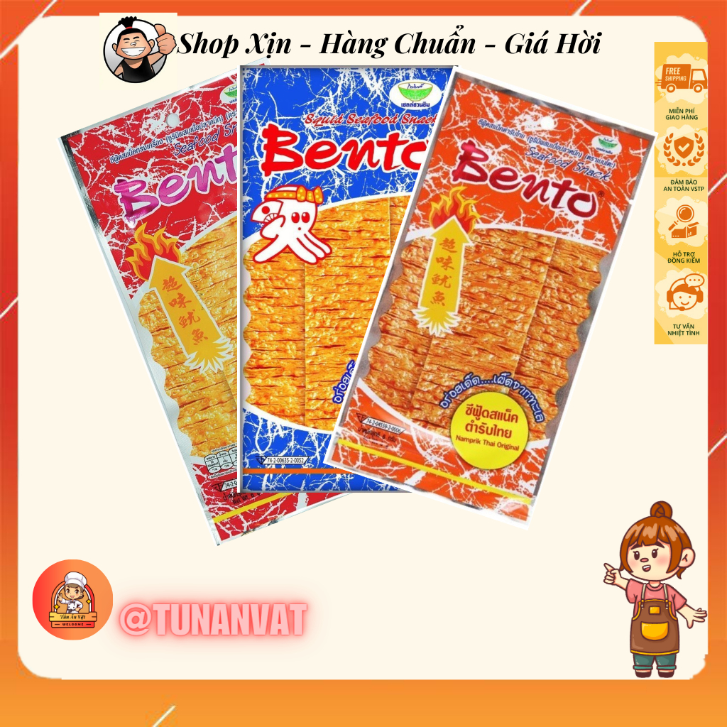 Mực Bento Gói 6g Snack Mực Bento Thái Lan Đủ 3 Vị ,1 dây 13 gói