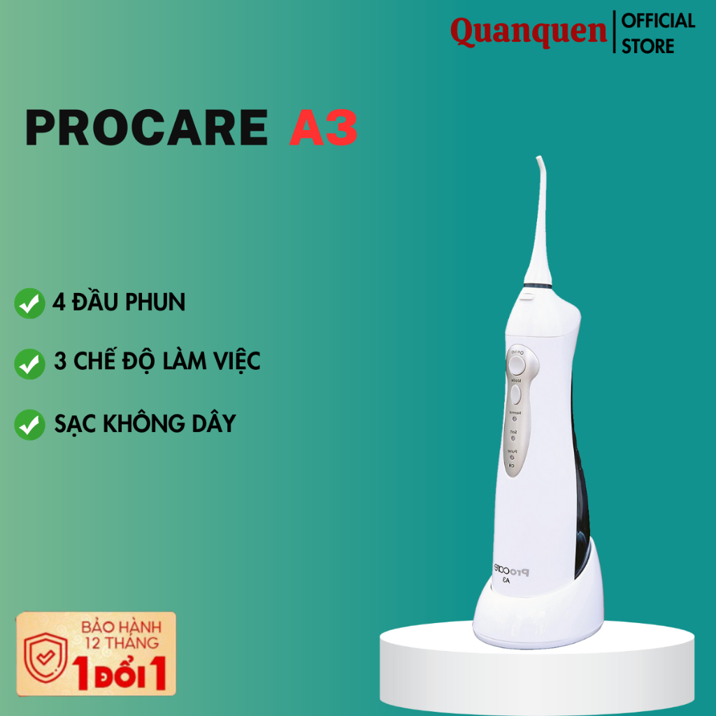 Máy Tăm Nước PROCARE A3 - Máy Tăm Nước Vê sinh răng miệng Chính Hãng- BH 1 Năm
