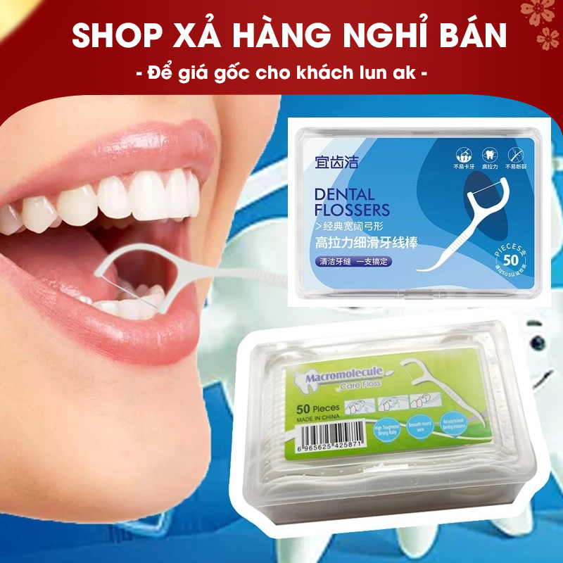 Tăm chỉ nha khoa hộp 50 cái, tăm chỉ nha khoa okamura