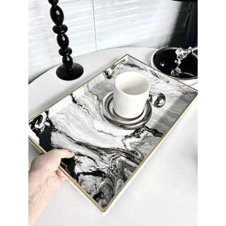 Khay họa tiết thủy ấn - Khay chữ nhật decor trang trí phòng khách, bàn trà phong cách Bắc Âu K006
