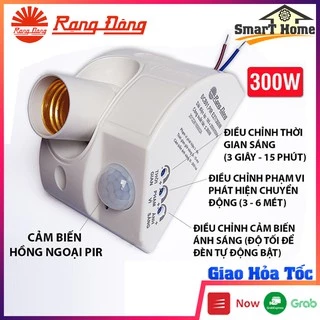Đui đèn cảm biến chuyển động Rạng Đông hồng ngoại tự động bật tắt , Đui đèn E27 cảm ứng chuyển động