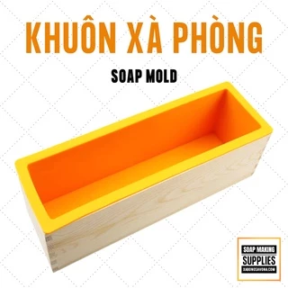 Khuôn Gỗ Làm Xà Phòng Hình Chữ Nhật Bao Gồm Khuôn Silicon 1.2KG - Silicone Loaf and PVC box rectangle SavonA