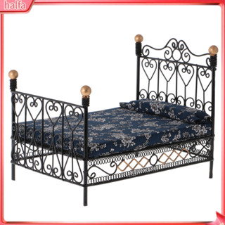  Giường Nhà Búp Bê Phụ Kiện Phong Cách Châu Âu Kim Loại Mini Đạo Cụ Giường Đôi Đồ Dùng Cho Cảnh Phòng