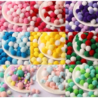 pompom nhung mịn tròn 2cm trang trí noel Tết, làm đồ thủ công