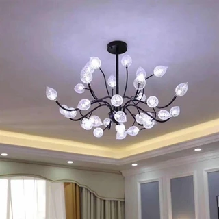 Đèn thả decor đèn chùm hoa D800 trang trí phòng khách phòng ngủ, chao thủy tinh trặng kèm bóng led cao cấp