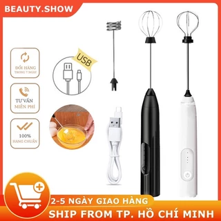 Máy đánh Trứng Cầm Tay Kèm Máy Tạo Bọt Cafe Chạy Điện Sạc USB  Mimi House
