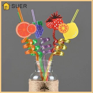 Suenin 1 / 5 Chiếc Trái Cây Có Thể Tái Sử Dụng Ống Hút Nhiều Màu Sắc Trẻ Em Uống Trang Trí Dự Tiệc Cung Cấp Họa Tiết Hoạt Hình