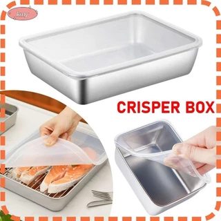 Krny 1 Cái Dụng Cụ Sắp Xếp Thực Phẩm, Tủ Lạnh Tủ Lạnh Phân Loại Đông Lạnh, Thép Không Gỉ S / M / L Hình Chữ Nhật Có Nắp Hộp Bảo Quản Nhà Bếp