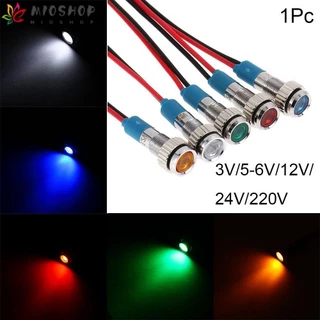 Mioshop 1 Đèn LED Đèn báo kim loại Phi công Hướng chống nước Đỏ Vàng Xanh Xanh Trắng 3V 5V 6V 9V 12V 24V 220V