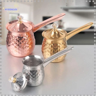 Cốc tạo bọt cà phê MYRONGVN, Bình cà phê có hoa văn đáy 200 / 400 / 600ML, Thép không gỉ đa chức năng có nắp cà phê MilkCup Kitchen