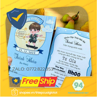Thiệp Thôi Nôi Đầy Tháng Bé Trai