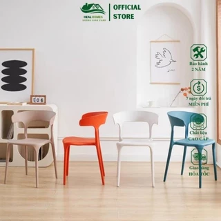 Ghế nhựa cafe văn phòng bàn ăn cao cấp đúc nguyên khối tựa lưng cao xếp chồng giá rẻ- gn9