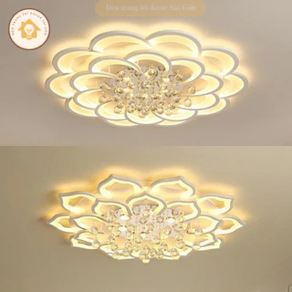 Đèn ốp trần 20 cánh thả pha lê đèn LED 3 chế độ tùy chỉnh trang trí nội thất phong cách hiện đại